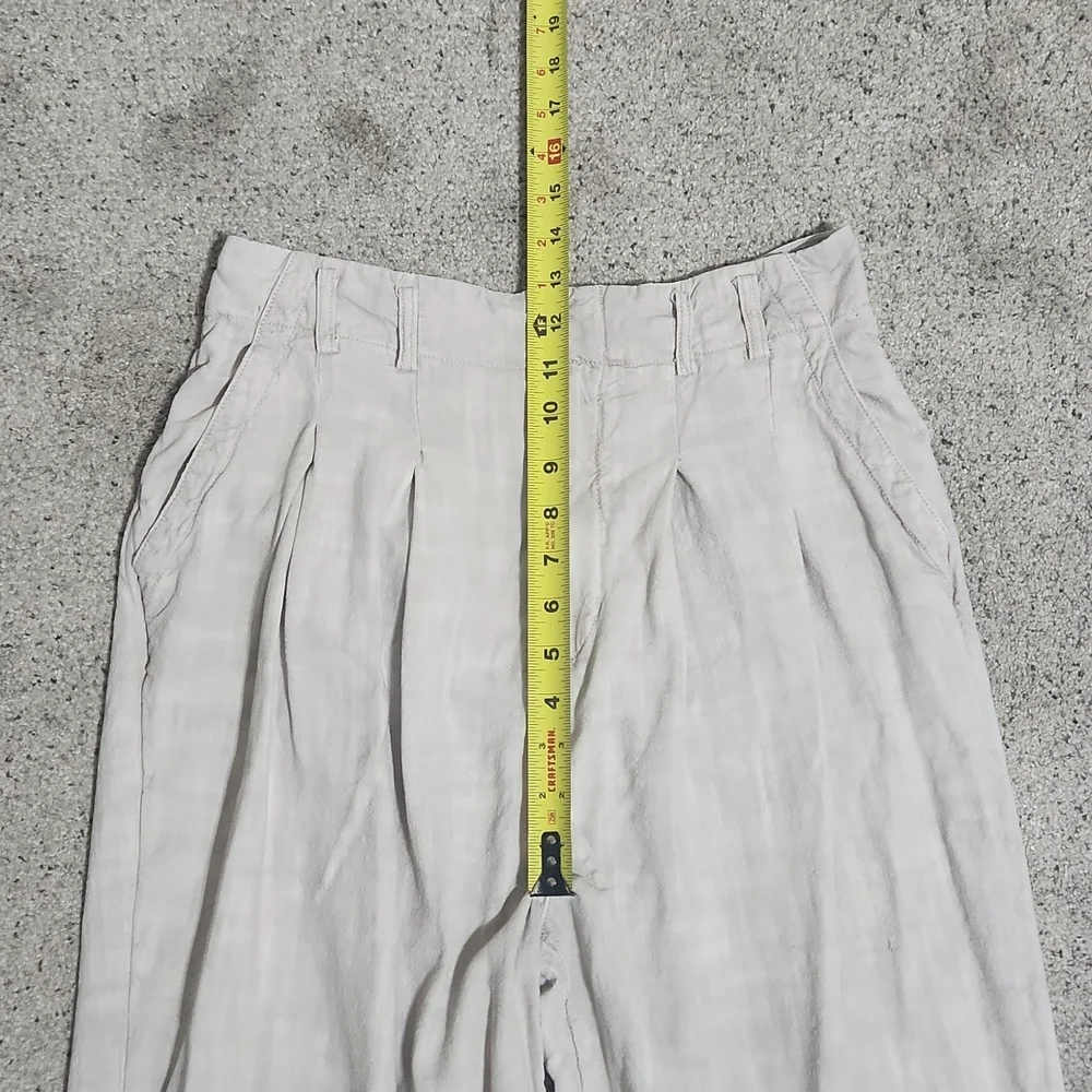 Free People Calla Pleated Trousers Womens 6 Neutral Relaxed Linen Blend
